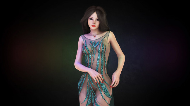 Обои картинки фото 3д графика, люди , people, девушка, взгляд, фон