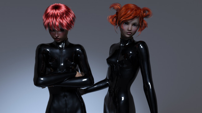 Обои картинки фото 3д графика, люди , people, девушки, фон, взгляд