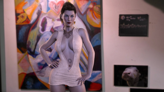 Обои картинки фото 3д графика, люди , people, фон, взгляд, девушка