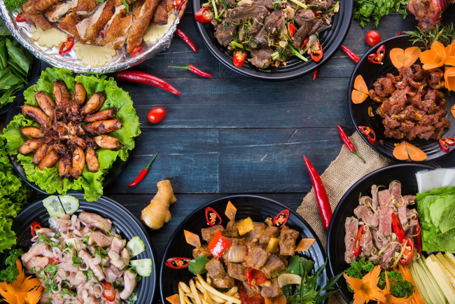 Обои картинки фото еда, мясные блюда, вкусности, разности, ассорти