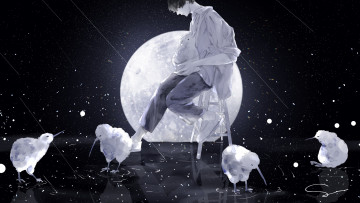 Картинка аниме животные +существа парень