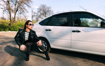 обоя автомобили, -авто с девушками, lada, granta