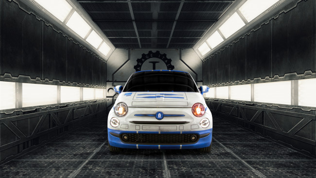 Обои картинки фото автомобили, fiat, 500, r2-d2