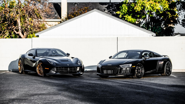 Обои картинки фото автомобили, разные вместе, ferrari, f12, audi, r8