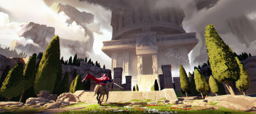 Картинка фэнтези иные+миры +иные+времена замок сад всадник