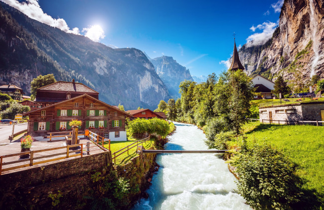 Обои картинки фото lauterbrunnen, switzerland, города, - улицы,  площади,  набережные