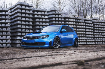 Картинка автомобили subaru impreza wrx blue sti autumn jdm