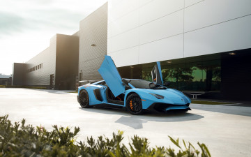 Картинка автомобили lamborghini blue aventador lp750-4 sv