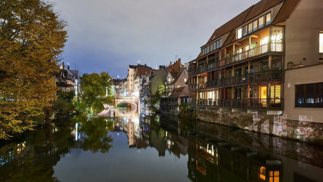 Обои картинки фото нюрнберг, германия, города, - огни ночного города