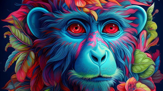 Обои картинки фото рисованное, животные, нейросети, обезьяна