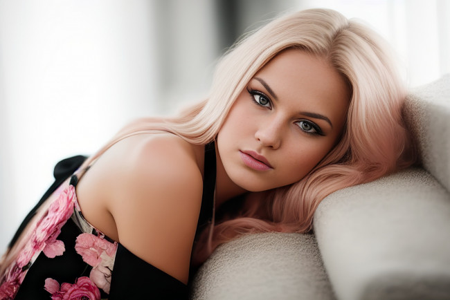 Обои картинки фото девушки, - лица,  портреты, блондинка, макиж, взгляд