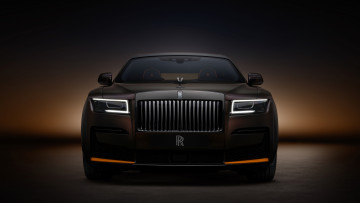 Картинка 2023+rolls-royce+ghost+black+badge автомобили rolls-royce роллс ройс призрак 2023 год лoготип вид спeрeди
