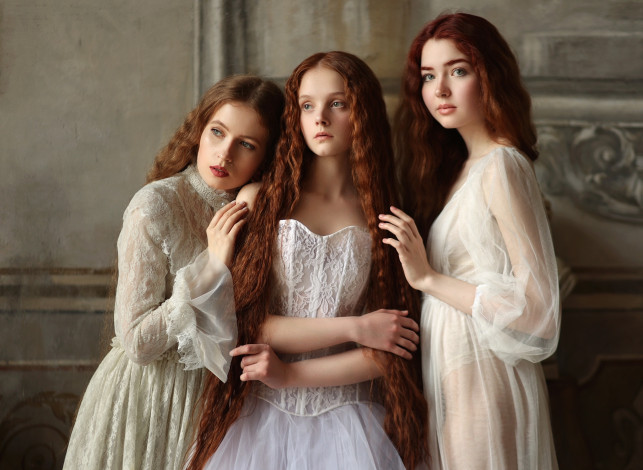 Обои картинки фото девушки, - группа девушек, трио