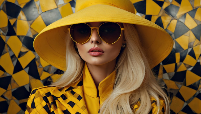 Обои картинки фото девушки, - лица,  портреты, блондинка, очки, шляпа