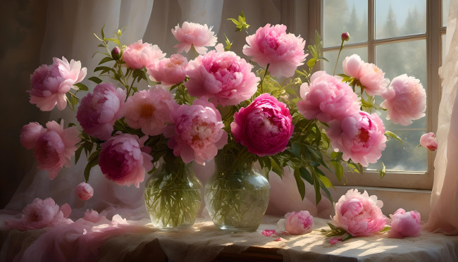 Обои картинки фото 3д графика, цветы , flowers, пионы