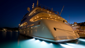 Картинка корабли Яхты причал ночь яхта