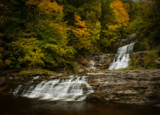 Картинка kent falls connecticut природа водопады осень лес каскад