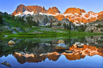 Картинка ansel adams wilderness природа реки озера ediza lake минареты калифорния озеро горы отражение california minarets