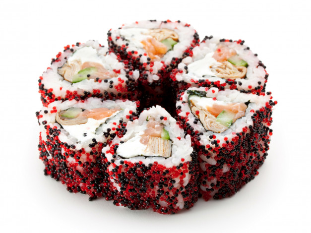 Обои картинки фото еда, рыба, морепродукты, суши, роллы, икра