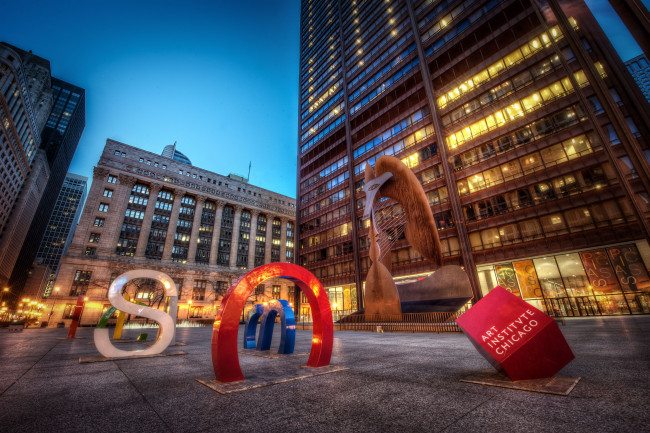 Обои картинки фото chicago, picasso, города, Чикаго, сша, скульптура, буквы, здания