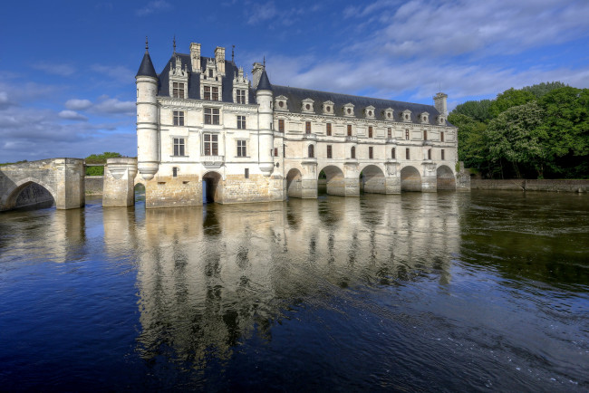 Обои картинки фото замок, шенонсо, города, замки, луары, франция, река, вода