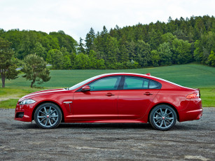 обоя автомобили, jaguar, красный, xf, r-sport, 2014