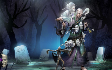 Картинка puppeteer видео+игры марионетка кукла маски кладбище призрак старик