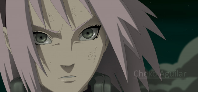 Обои картинки фото аниме, naruto, серьёзность, взгляд, лицо, девушка, харуно, сакура, наруто, ураганные, хроники, манга