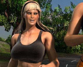 Картинка 3д+графика люди+ people улыбка блондинка фон взгляд девушка