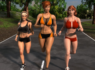 Картинка 3д+графика люди+ people фон взгляд девушки бег