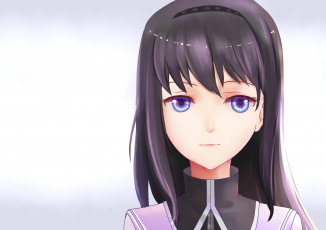 Картинка аниме mahou+shoujo+madoka+magika глаза портрет девушка mahou shoujo madoka magica взгляд