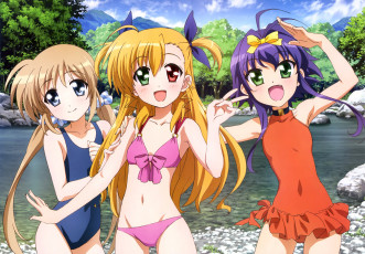 Картинка аниме mahou+shoujo+lyrical+nanoha mahou shoujo lyrical nanoha vivid corona timir rio wezley vivio девочки трио