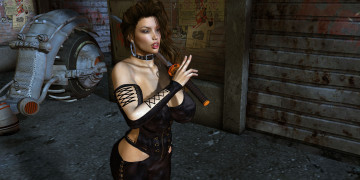 Картинка 3д+графика фантазия+ fantasy девушка оружие фон взгляд