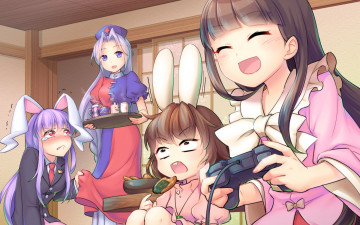 Картинка аниме touhou девушки yagokoro eirin reisen udongein inaba tewi houraisan kaguya