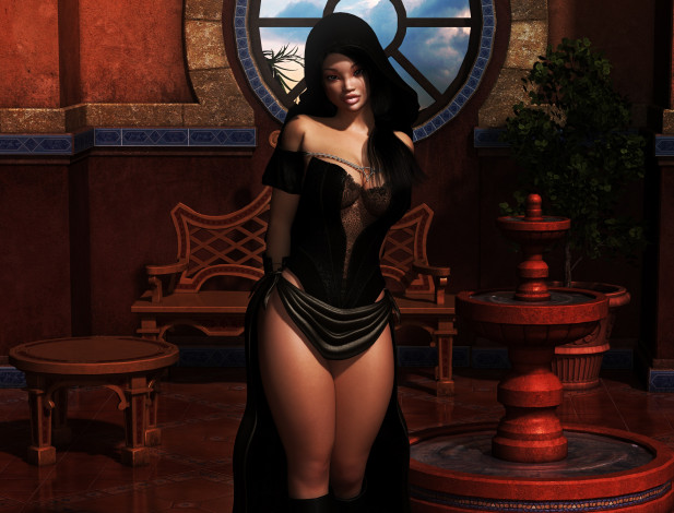 Обои картинки фото 3д графика, люди , people, фон, взгляд, девушка