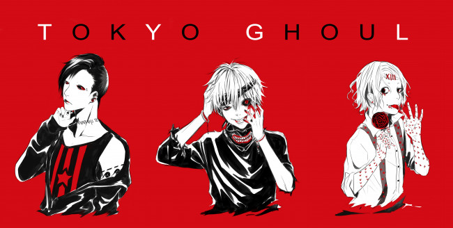 Обои картинки фото разное, арты, красный, фон, ута, kaneki, ken, токийский, гуль