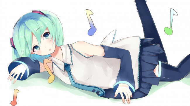 Обои картинки фото аниме, vocaloid, взгляд, девушка, hatsune, miku, арт