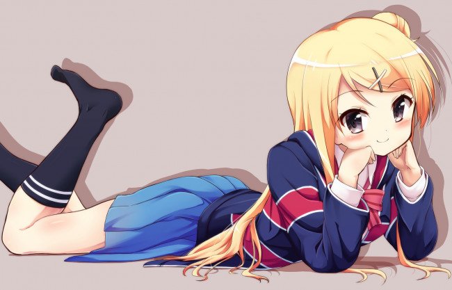 Обои картинки фото kin iro mosaic, аниме, unknown,  другое, фон, девочка, kujou, karen, bassa, арт, kiniro, mosaic