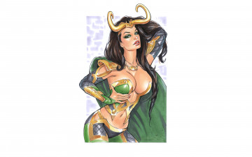 Картинка рисованное комиксы рога униформа взгляд фон девушка