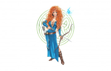 Картинка рисованное люди прическа стрела колчан лук фон девушка