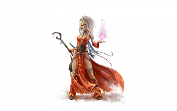 Картинка рисованное комиксы униформа фон девушка посох тату