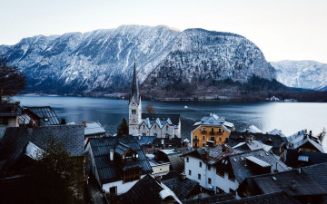 Картинка города гальштат+ австрия озеро горы