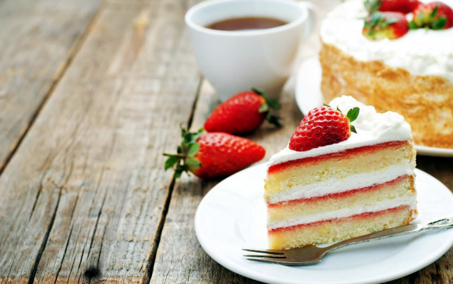 Обои картинки фото еда, торты, торт, клубника