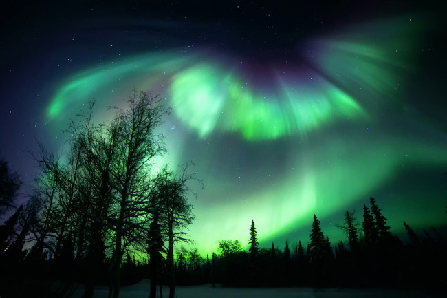 Обои картинки фото природа, северное сияние, простор