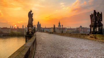 Картинка города прага+ чехия мост влтава