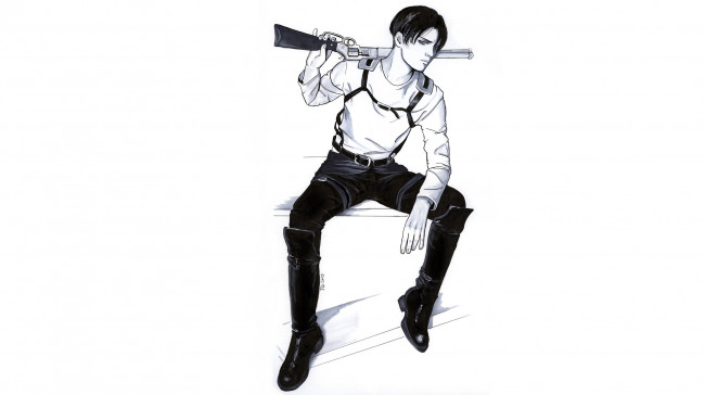 Обои картинки фото аниме, shingeki no kyojin, леви