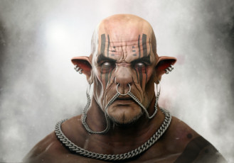 Картинка 3д+графика существа+ creatures орк фон взгляд пирсинг