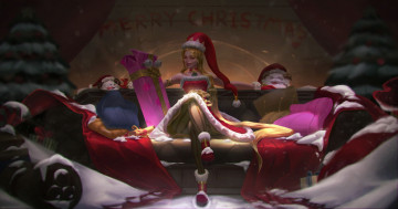 Картинка видео+игры league+of+legends джинкс костюм снег поро диван