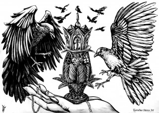 Картинка рисованное -+другое птицы рука