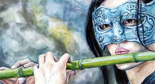 Обои картинки фото рисованное, кино,  мультфильмы, вэй, усянь, флейта, маска